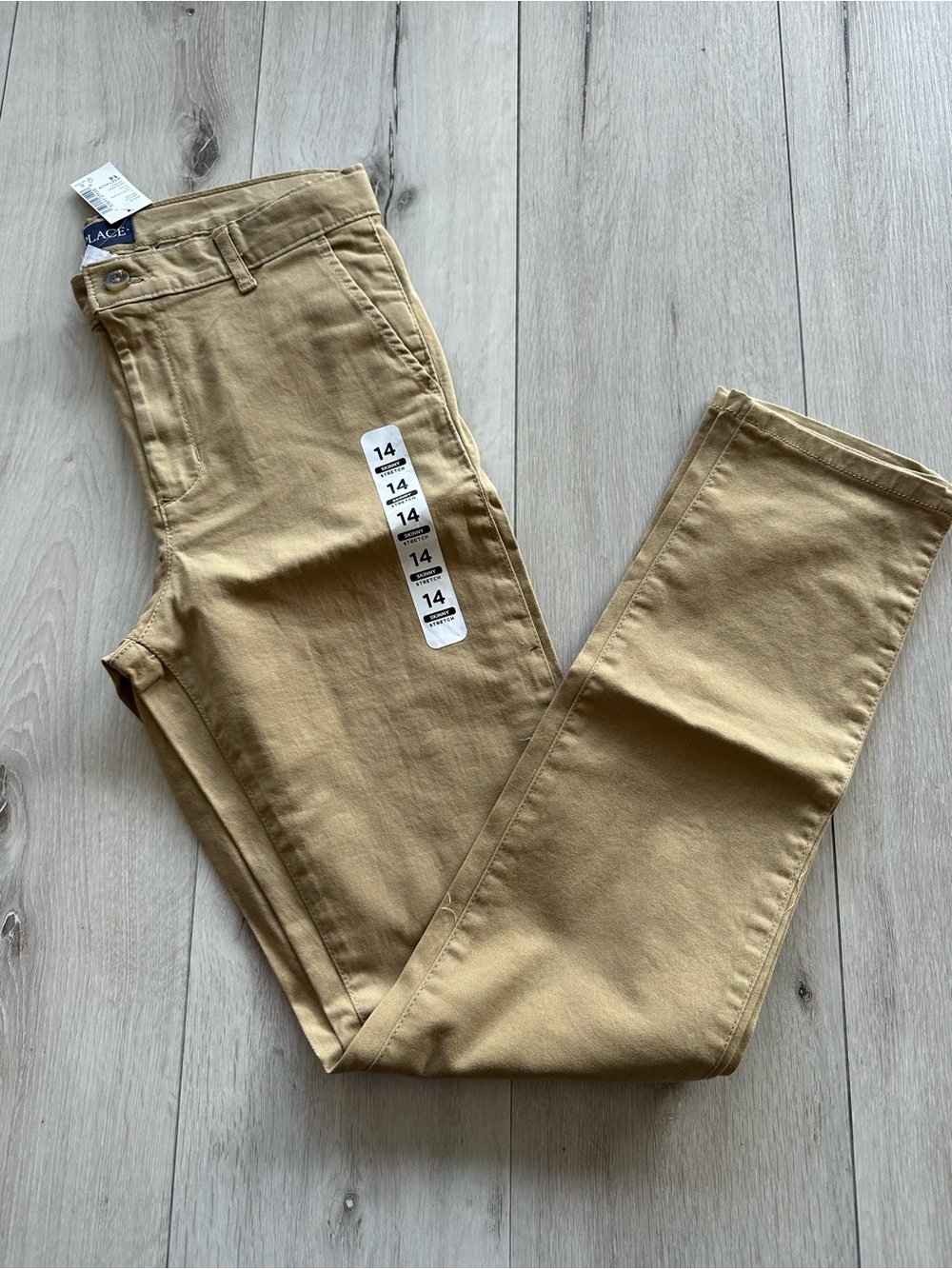 The Children's Place Boys Uniform Stretch Skinny Chino Pants Tan 14 Skinny NWT - Picture 7 of 10